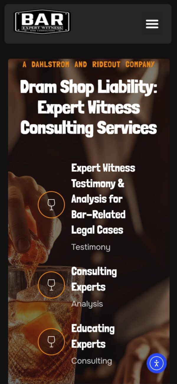 Bar Expert Witness mobile responsive website design — phone view