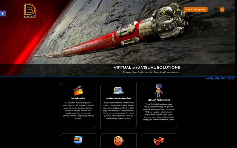 Industrial3D website design by WebbDesignz — desktop homepage view