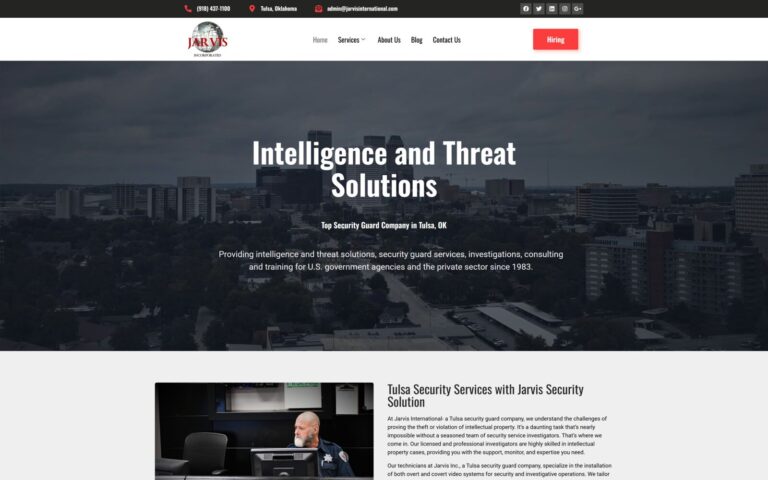 Jarvis International website design by WebbDesignz — desktop homepage view