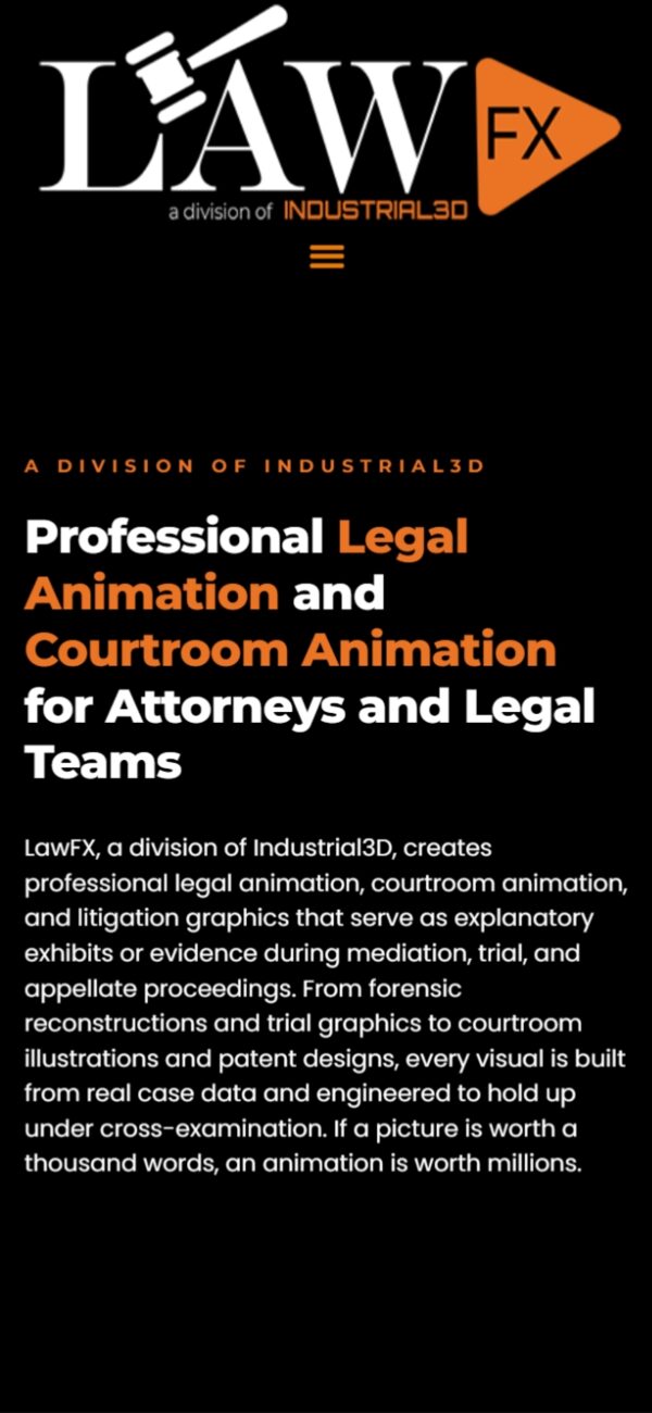 LawFX mobile responsive website design — phone view