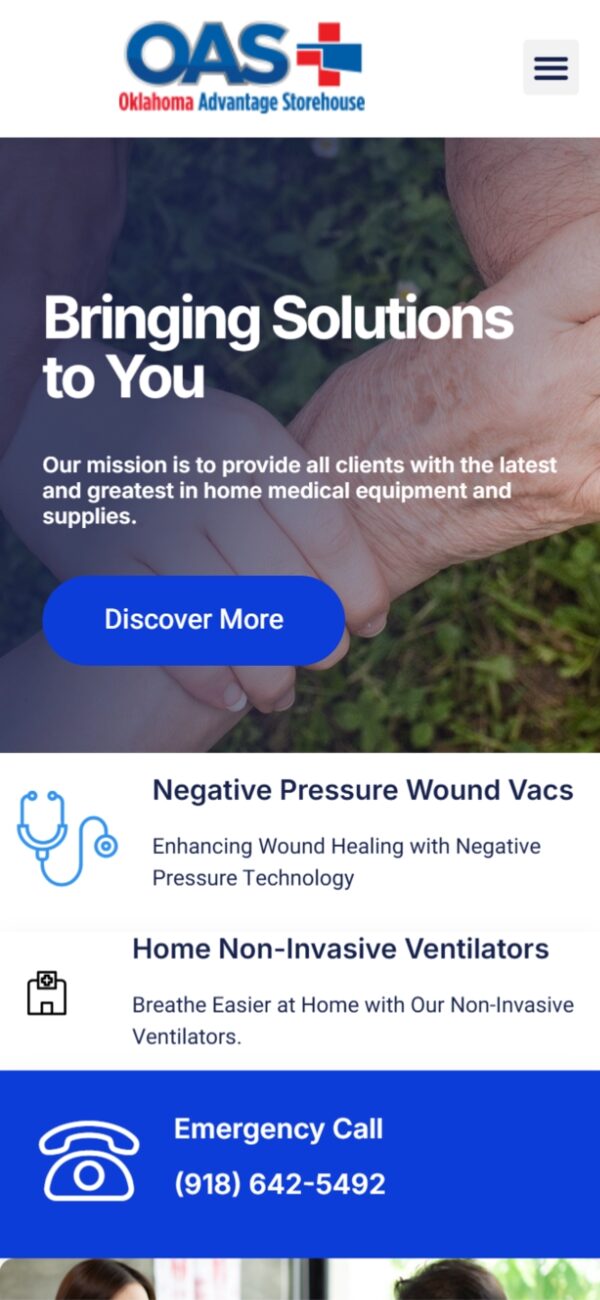 OK Advantage Storehouse mobile responsive website design — phone view