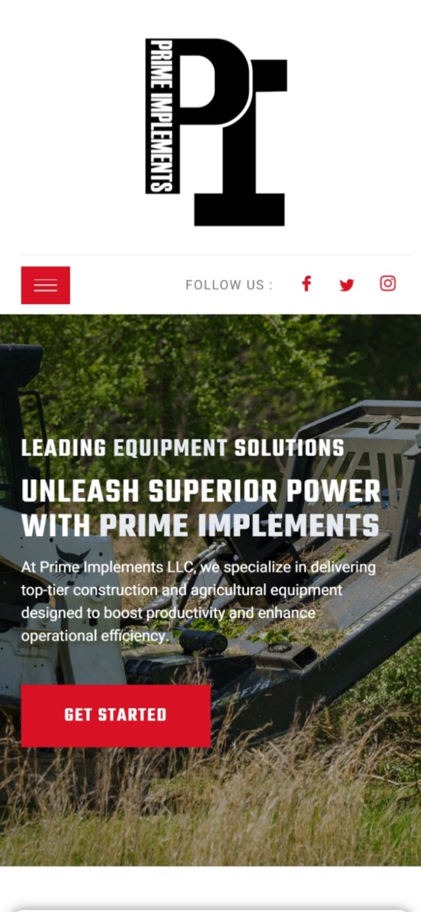 Prime Implements mobile responsive website design — phone view
