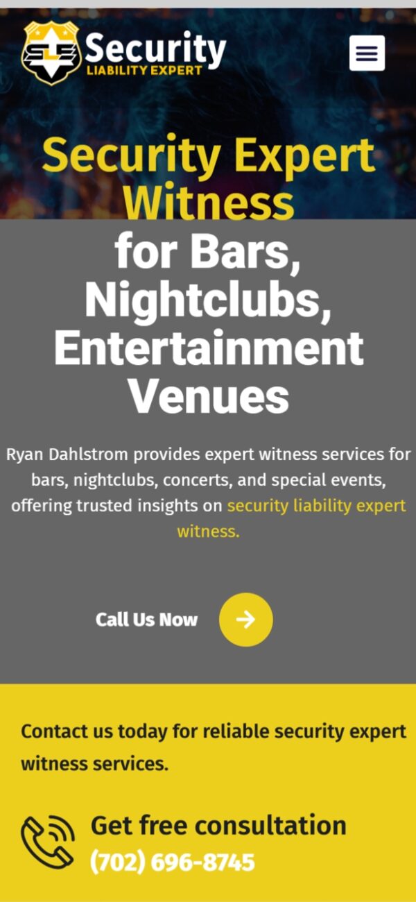Security Liability Expert mobile responsive website design — phone view