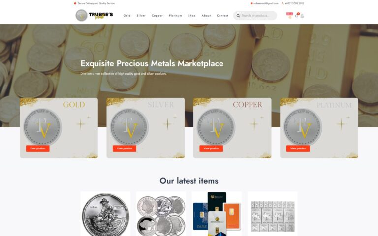 Trubee’s Vault website design by WebbDesignz — desktop homepage view