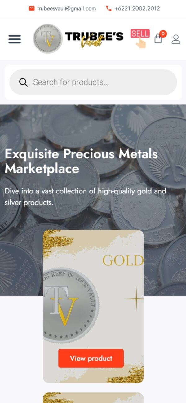 Trubee’s Vault mobile responsive website design — phone view
