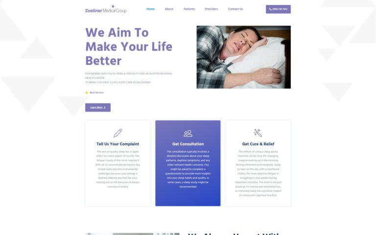 Zoellner Medical Group website design by WebbDesignz — desktop homepage view
