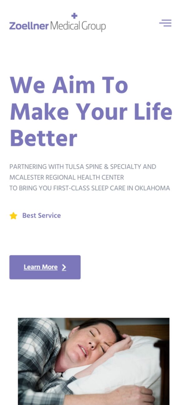 Zoellner Medical Group mobile responsive website design — phone view