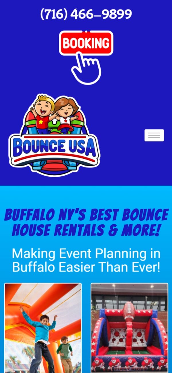 Bounce USA mobile responsive website design — phone view