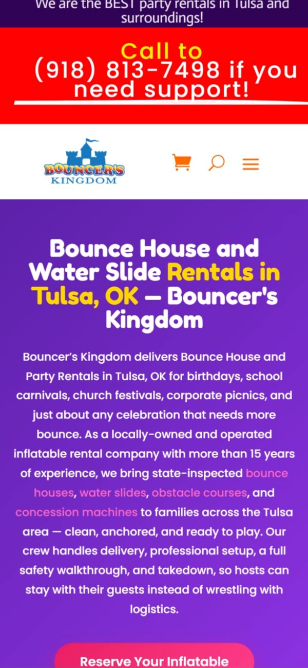 Bouncer’s Kingdom mobile responsive website design — phone view