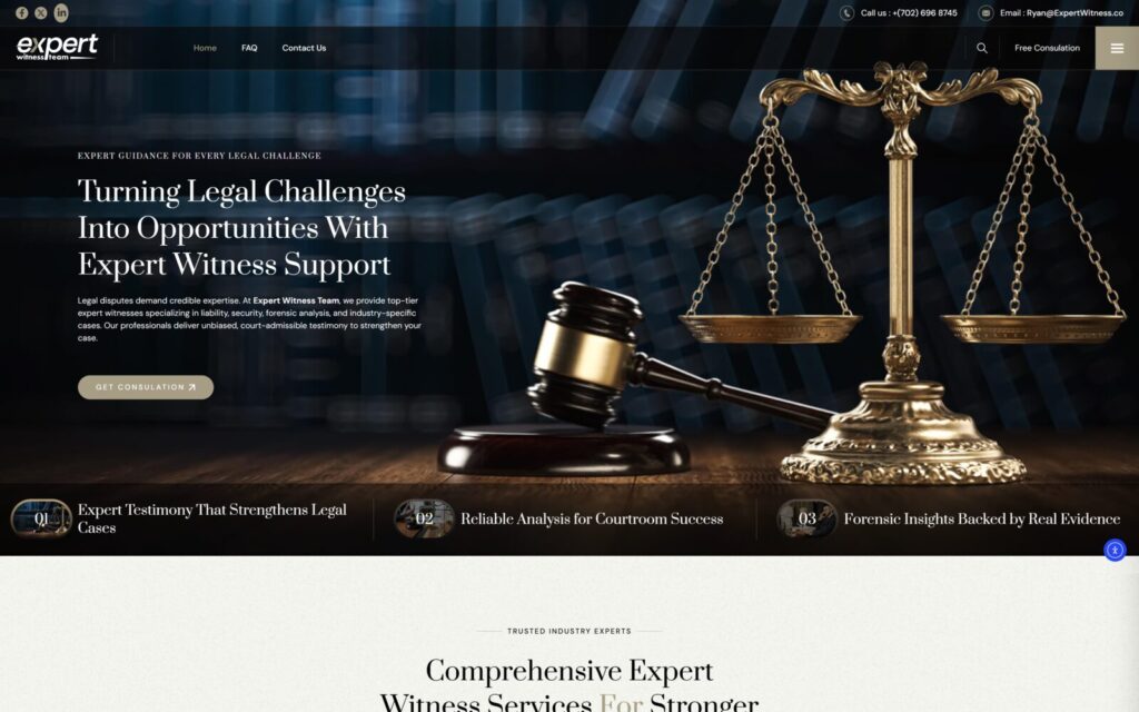 Expert Witness Team Website Design