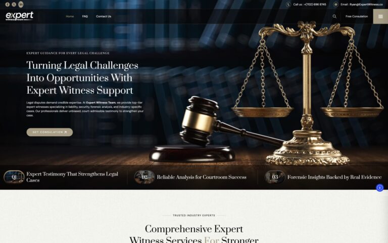 Expert Witness Team website design by WebbDesignz — desktop homepage view