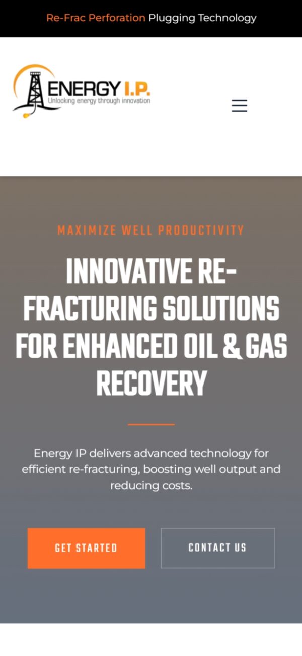 Energy I.P. mobile responsive website design — phone view