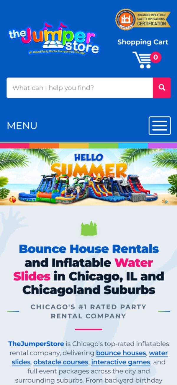 The Jumper Store mobile responsive website design — phone view